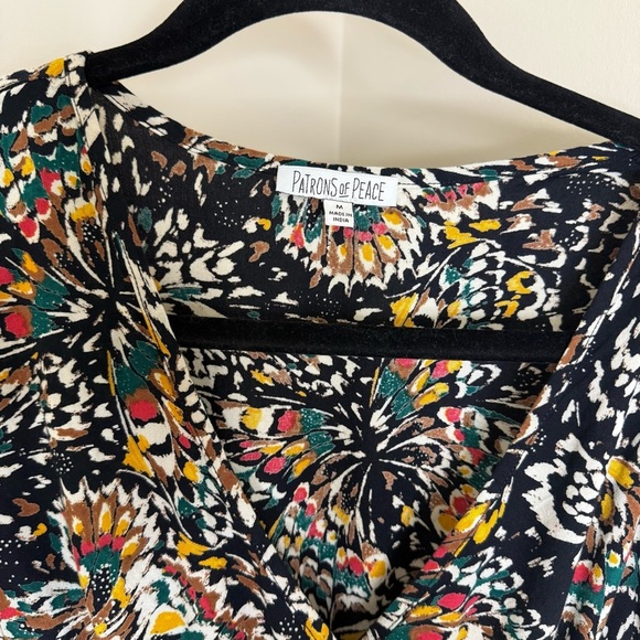 Patrons of Peace Colorful Floral Butterfly Wrap Dress | Spring Summer Boho Midi - Picture 4 of 6